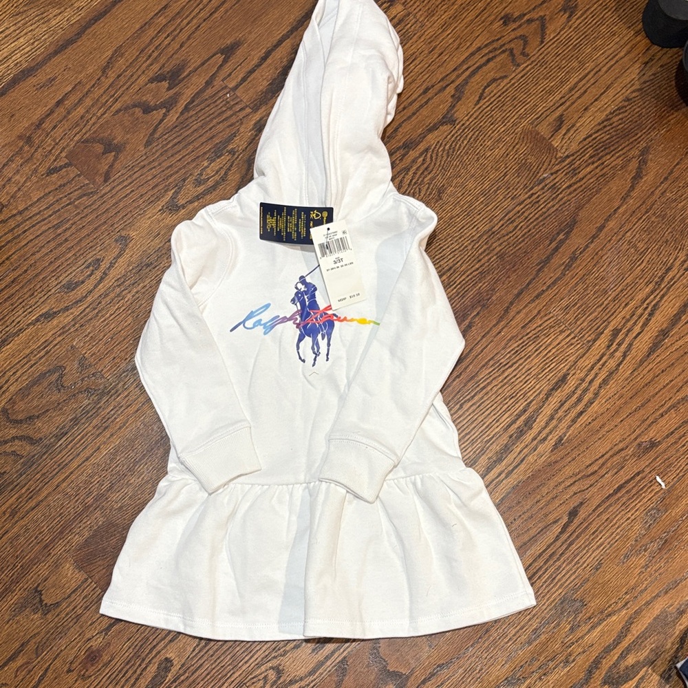 Ralph Lauren White Hoodie Dress with Logo